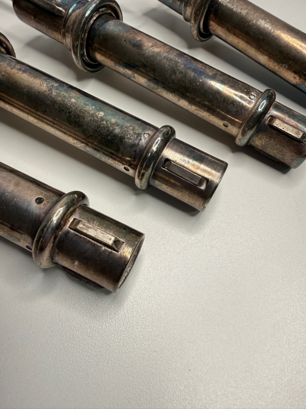 Antique silver plate Lamp Harps and Sockets Set of 4 - Tiffany style candle lamp - Picture 6 of 14
